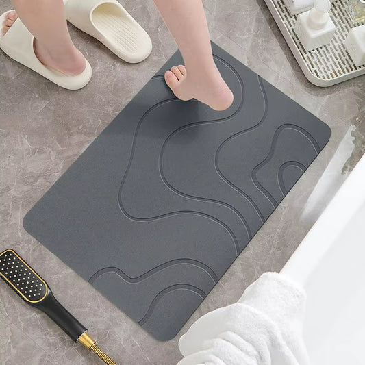 1PC Super Absorbent Non-Slip Bathroom Mat Diatomaceous Earth Bathroom Mat Quick Drying Bath Mats Entryway Rugs Home Decoration
